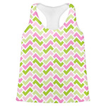 Pink & Green Geometric Womens Racerback Tank Top - Small