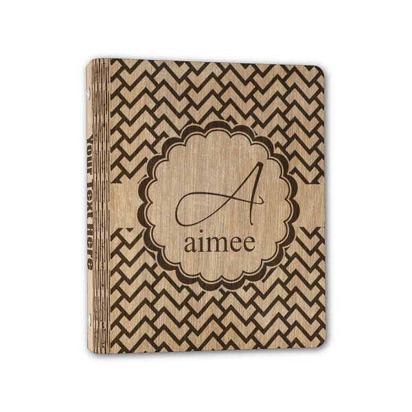 Custom Pink & Green Geometric Wood 3-Ring Binder - 1" Half-Letter Size (Personalized)
