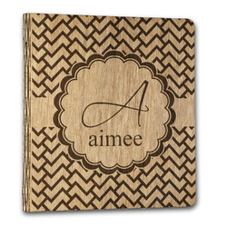 Pink & Green Geometric Wood 3-Ring Binder - 1" Letter Size (Personalized)
