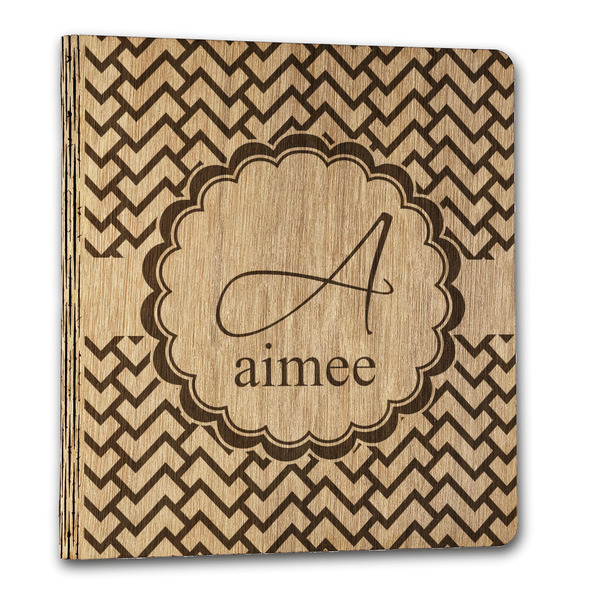 Custom Pink & Green Geometric Wood 3-Ring Binder - 1" Letter Size (Personalized)