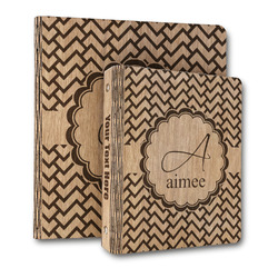 Pink & Green Geometric Wood 3-Ring Binder (Personalized)