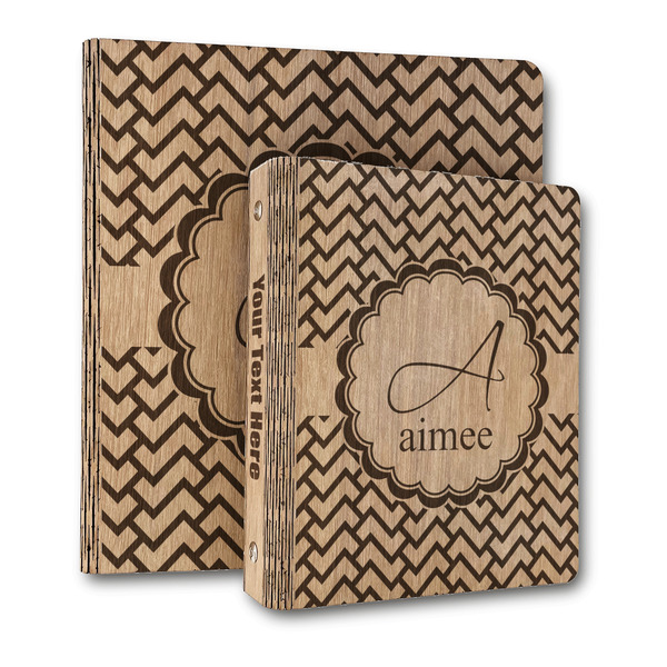 Custom Pink & Green Geometric Wood 3-Ring Binder (Personalized)