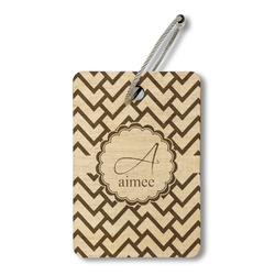 Pink & Green Geometric Wood Luggage Tag - Rectangle (Personalized)