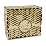 Pink & Green Geometric Wood Recipe Box - Laser Engraved (Personalized)