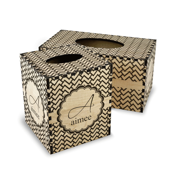 Pink & Green Geometric Wood Tissue Box Covers - Parent/Main