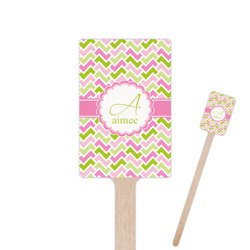 Pink & Green Geometric 6.25" Rectangle Wooden Stir Sticks - Double Sided (Personalized)
