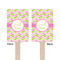 Pink & Green Geometric Wooden 6.25" Stir Stick - Rectangular - Double Sided - Front & Back