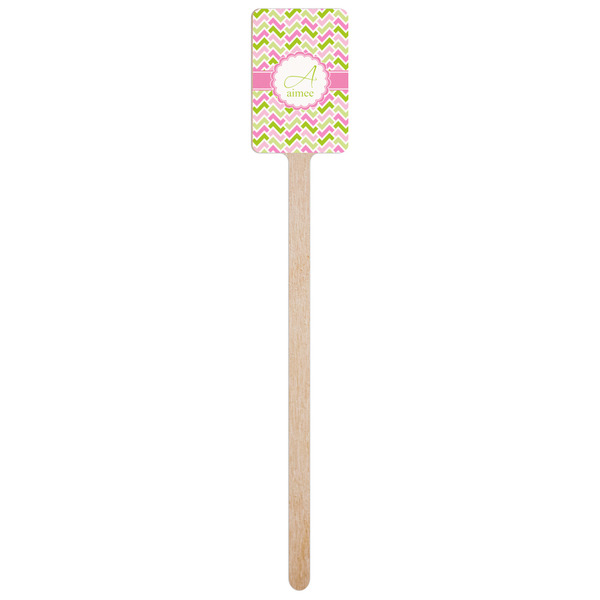 Pink & Green Geometric Wooden 6.25" Stir Stick - Rectangular - Single Stick