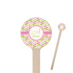 Pink & Green Geometric 6" Round Wooden Stir Sticks - Single Sided (Personalized)
