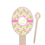 Pink & Green Geometric Oval Wooden Food Picks (Personalized)