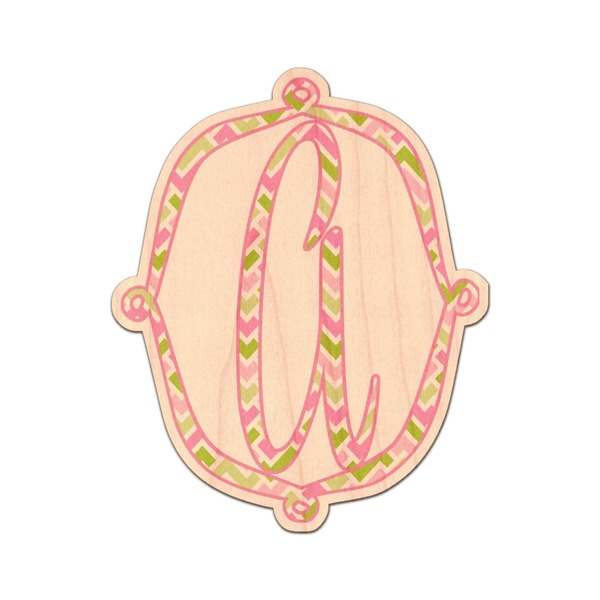 Custom Pink & Green Geometric Genuine Maple or Cherry Wood Sticker (Personalized)