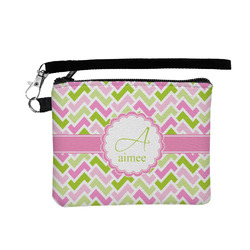 Pink & Green Geometric Wristlet ID Case w/ Name and Initial