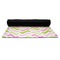 Pink & Green Geometric Yoga Mat Rolled up Black Rubber Backing