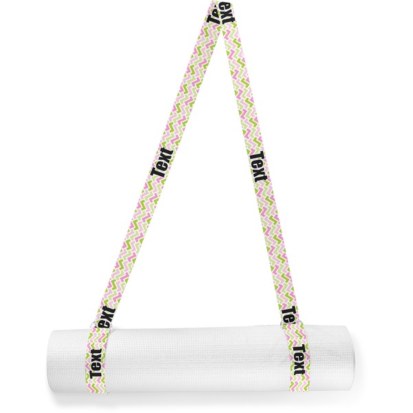 Custom Pink & Green Geometric Yoga Mat Strap (Personalized)