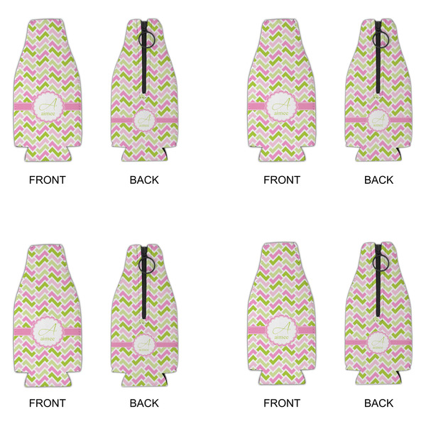 Pink & Green Geometric Zipper Bottle Cooler - Set of 4 - APPROVAL