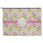 Pink & Green Geometric Zipper Pouch - Large - 12.5"x8.5" (Personalized)