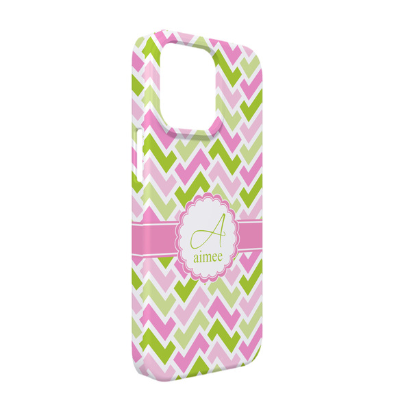 Custom Pink & Green Geometric iPhone Case - Plastic - iPhone 13 (Personalized)