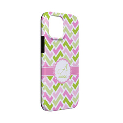 Pink & Green Geometric iPhone Case - Rubber Lined - iPhone 13 Mini (Personalized)