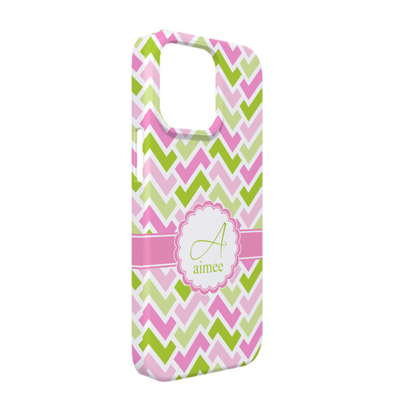 Custom Pink & Green Geometric iPhone Case - Plastic - iPhone 13 Pro (Personalized)