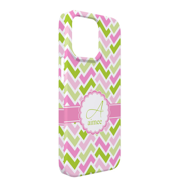 Custom Pink & Green Geometric iPhone Case - Plastic - iPhone 13 Pro Max (Personalized)