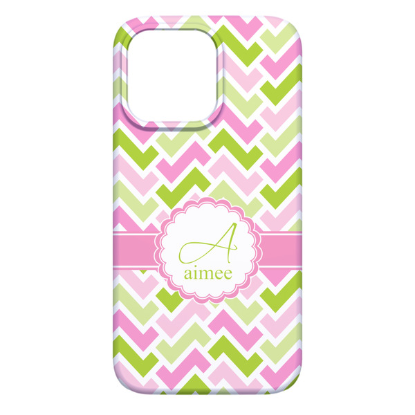 Pink & Green Geometric iPhone 13 Pro Max Case - Back