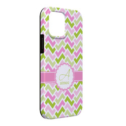 Pink & Green Geometric iPhone Case - Rubber Lined - iPhone 13 Pro Max (Personalized)