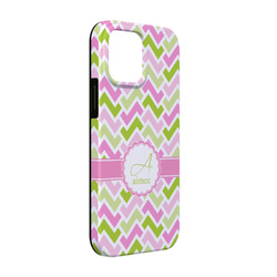 Pink & Green Geometric iPhone Case - Rubber Lined - iPhone 13 Pro (Personalized)