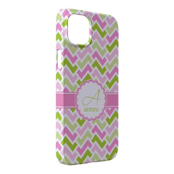 Custom Pink & Green Geometric iPhone Case - Plastic - iPhone 14 Plus (Personalized)