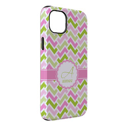 Pink & Green Geometric iPhone Case - Rubber Lined - iPhone 14 Plus (Personalized)