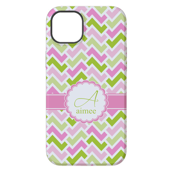 Pink & Green Geometric iPhone 14 Plus Tough Case - Back