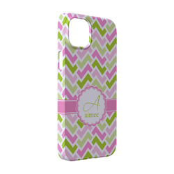 Pink & Green Geometric iPhone Case - Plastic - iPhone 14 Pro (Personalized)