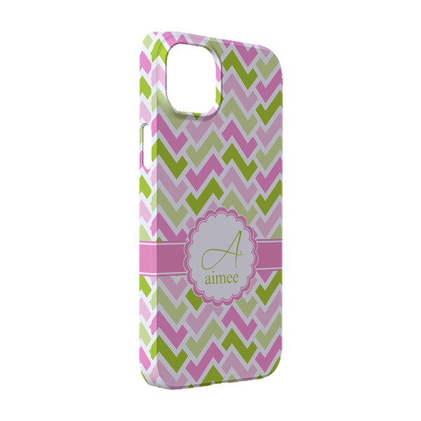 Custom Pink & Green Geometric iPhone Case - Plastic - iPhone 14 Pro (Personalized)