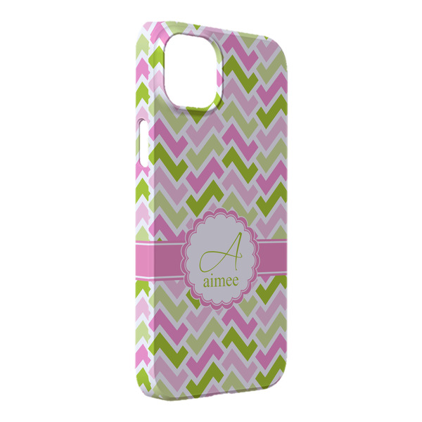 Custom Pink & Green Geometric iPhone Case - Plastic - iPhone 14 Pro Max (Personalized)