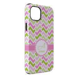 Pink & Green Geometric iPhone Case - Rubber Lined - iPhone 14 Pro Max (Personalized)