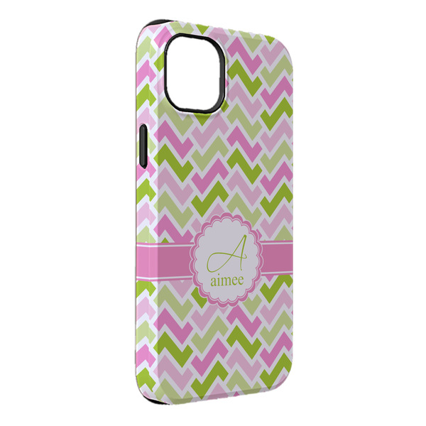 Custom Pink & Green Geometric iPhone Case - Rubber Lined - iPhone 14 Pro Max (Personalized)