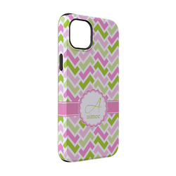 Pink & Green Geometric iPhone Case - Rubber Lined - iPhone 14 Pro (Personalized)