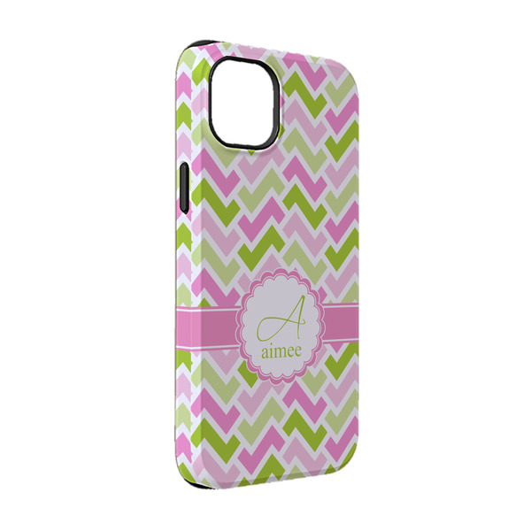 Custom Pink & Green Geometric iPhone Case - Rubber Lined - iPhone 14 Pro (Personalized)