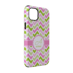 Pink & Green Geometric iPhone Case - Rubber Lined - iPhone 14 (Personalized)