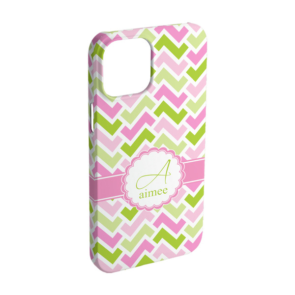 Custom Pink & Green Geometric iPhone Case - Plastic - iPhone 15 (Personalized)