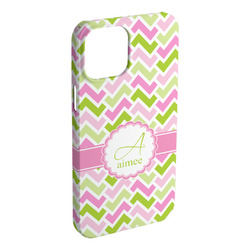 Pink & Green Geometric iPhone Case - Plastic - iPhone 15 Plus (Personalized)