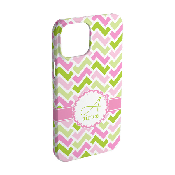 Custom Pink & Green Geometric iPhone Case - Plastic - iPhone 15 Pro (Personalized)