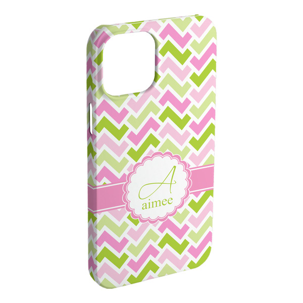 Custom Pink & Green Geometric iPhone Case - Plastic (Personalized)