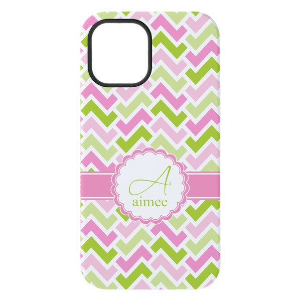 Pink & Green Geometric iPhone 15 Pro Max Tough Case - Back