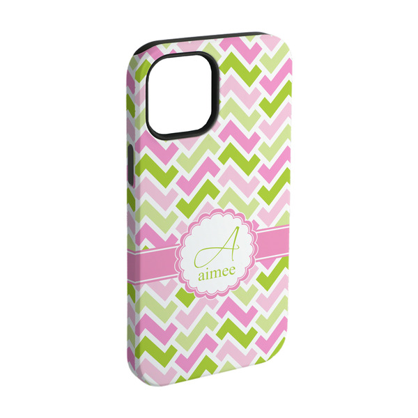 Custom Pink & Green Geometric iPhone Case - Rubber Lined - iPhone 15 Pro (Personalized)