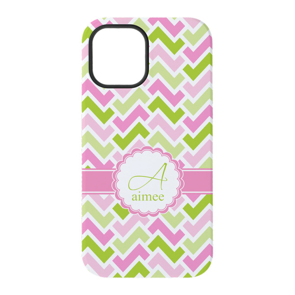 Pink & Green Geometric iPhone 15 Pro Tough Case - Back
