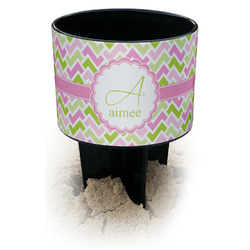 Pink & Green Geometric Black Beach Spiker Drink Holder (Personalized)