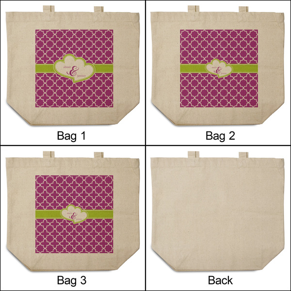 Clover 3 Reusable Cotton Grocery Bags - Front & Back View