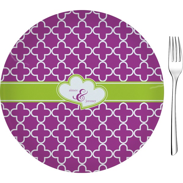 Custom Clover Glass Appetizer / Dessert Plate 8" (Personalized)