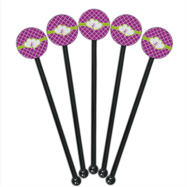 Clover Black Plastic 5.5" Stir Stick - Round - Fan View