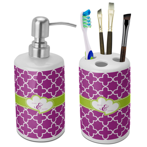 Custom Clover Ceramic Bathroom Accessories Set (Personalized)